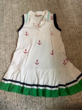 Sophie & Sam Sleeveless Anchor Polo Dress for Kids White with Red Anchors Euc 4